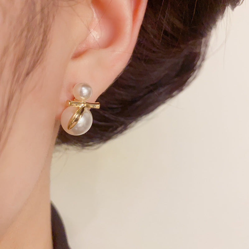 Elegant Bamboo Joint Pearl 14K Gold Earrings – S925 Silver Needle