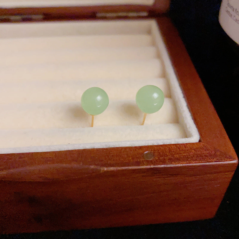 14K Gold-Plated Resin Ball Stud Earrings – Minimalist Geometric Design