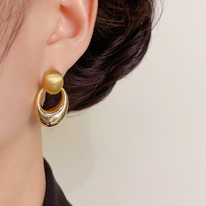 Luxury Metal Brushed Geometric Drop Earrings – Elegant Design