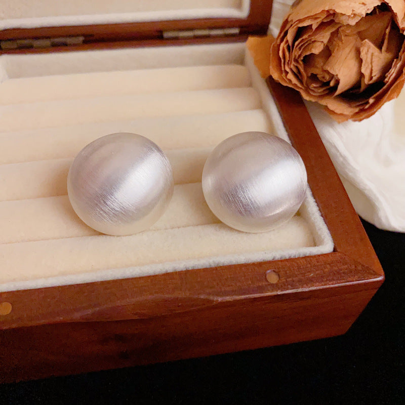 Luxury Brushed Metal Round Stud Earrings – Geometric Design