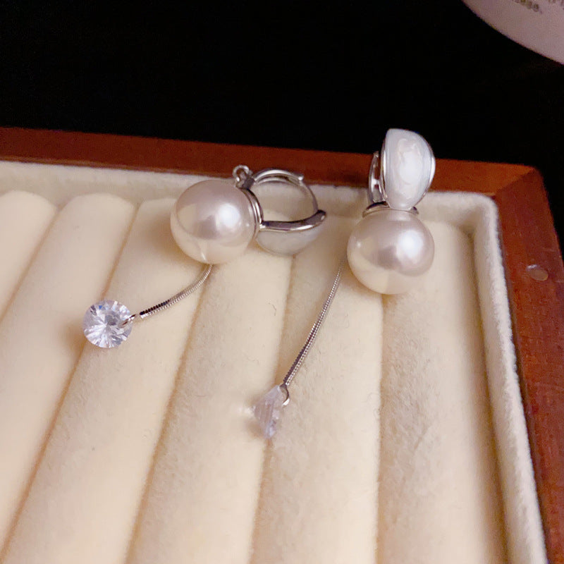 14K Gold-Plated GeoPearl Long Tassel Clip-On Earrings – Elegant Design