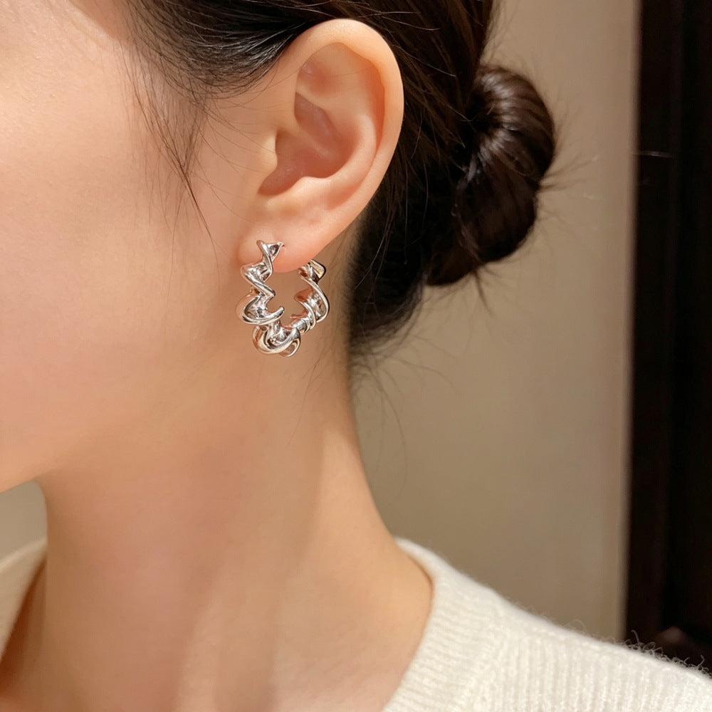 Eaioncol Spiral Hoop Earrings Gold Silver