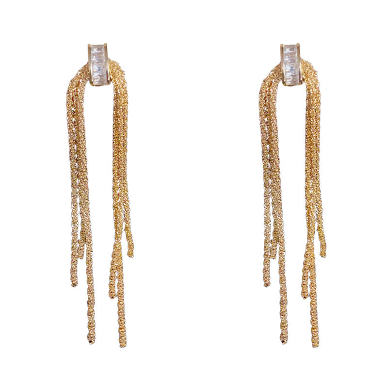 Luxury Metal Geometric Long Tassel Drop Earrings – Elegant Design