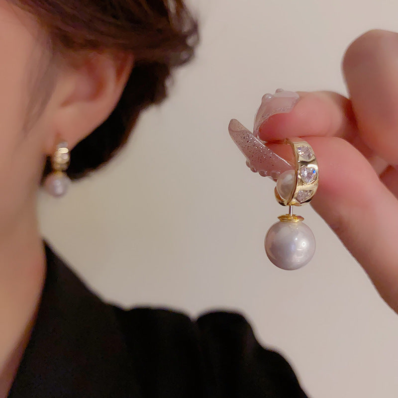 Versatile Multi-Wear Zircon & Pearl Stud Earrings – S925 Silver Needle