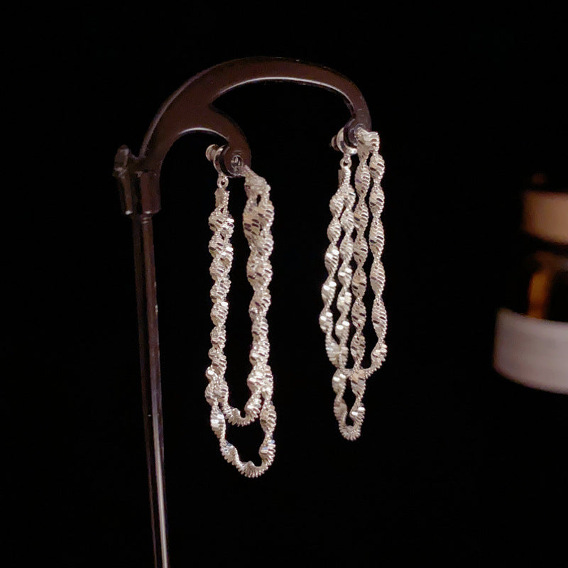 14K Gold-Plated Metal Chain Front & Back Drop Earrings – Chic Design