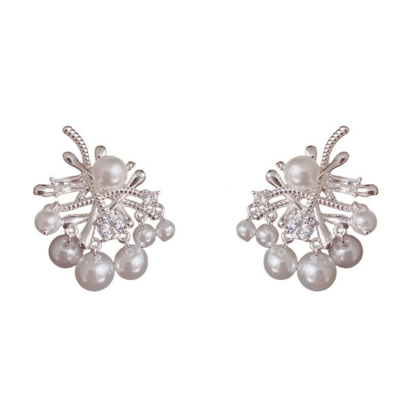 Eaioncol Vintage CZ Irregular Pearl Drop Earrings Gold Silver