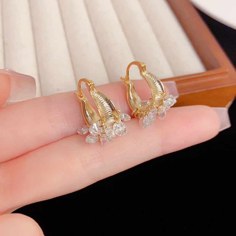 Eaioncol Crystal Circle Hoop Earrings Gold