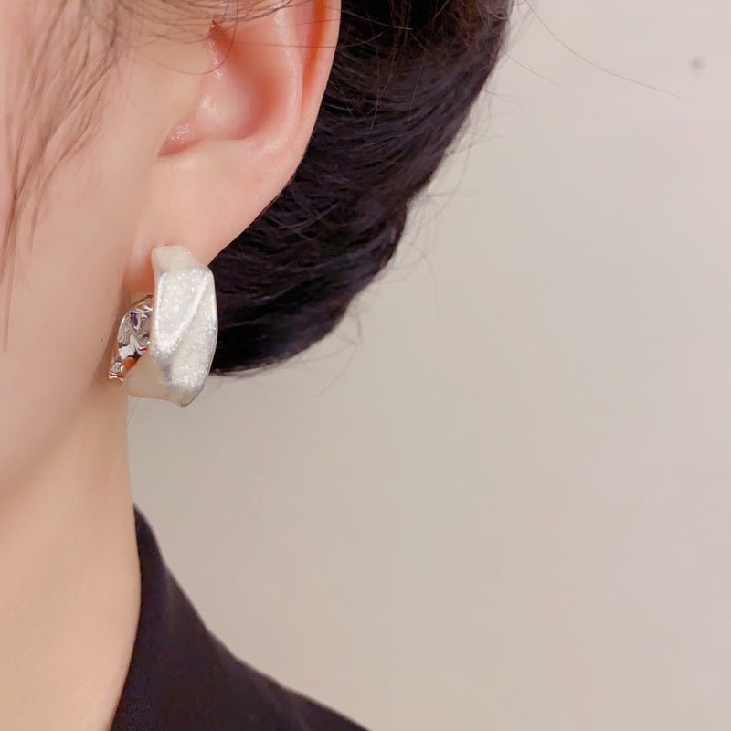 Eaioncol Mixed Color Enamel Irregular Hoop Earrings Green White