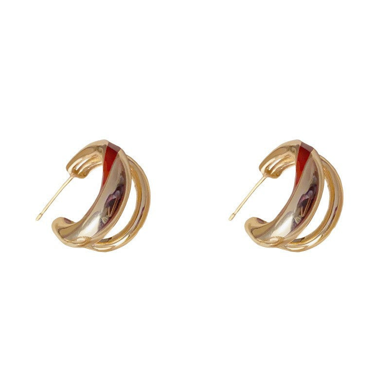 Eaioncol Double Layer Hoop Earrings Gold Silver