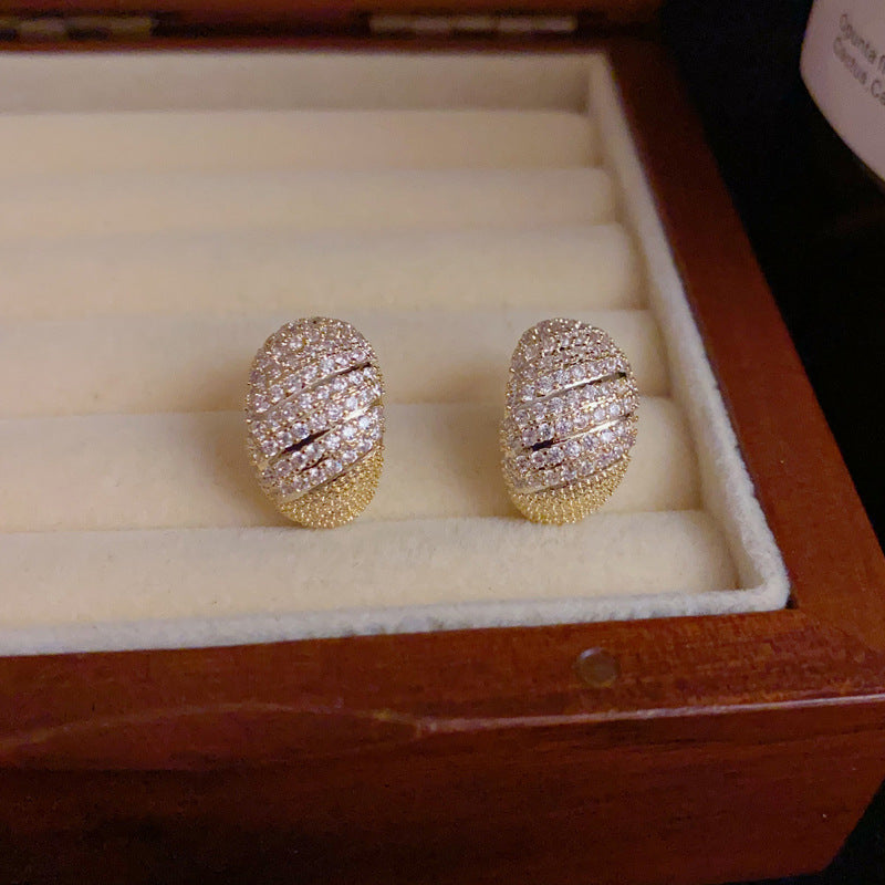 14K Gold-Plated Zircon C-Shaped Earrings – Elegant Minimalist Design