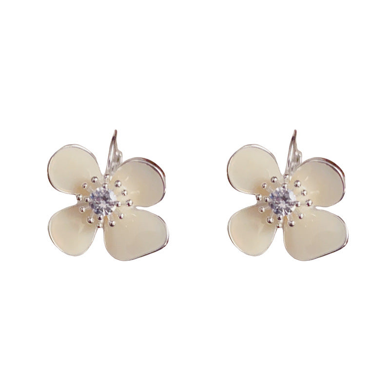 Luxury Zircon Yellow Flower Loop Earrings – Elegant Floral Design