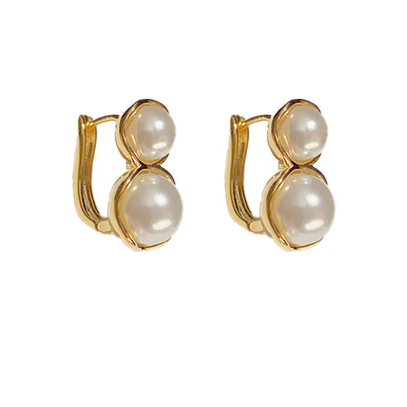14K Gold-Plated Pearl Hoop Earrings - Elegant & Minimalist Design