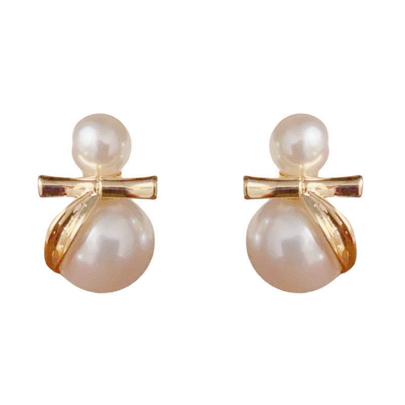 Elegant Bamboo Joint Pearl 14K Gold Earrings – S925 Silver Needle