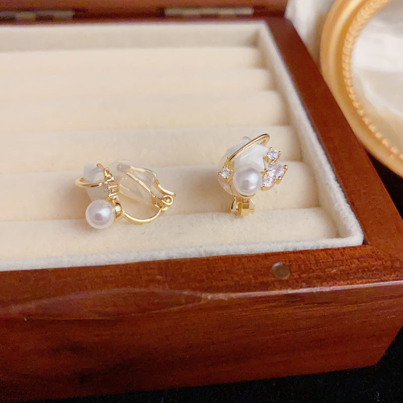 Luxury Zircon Pearl Star Non-Pierced Ear Clip Earrings– Elegant Design