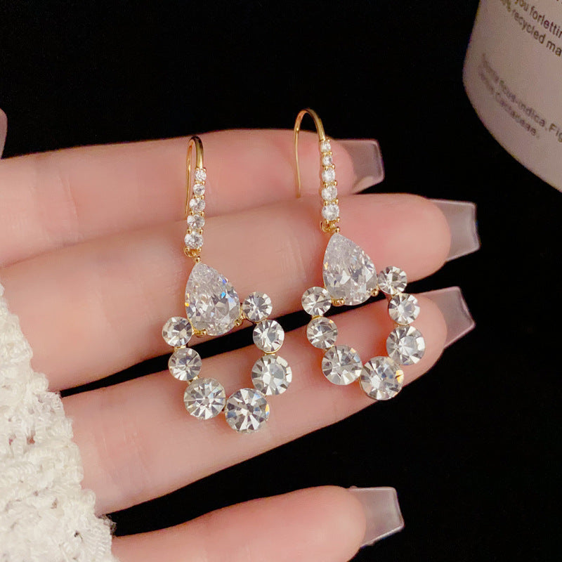 14K Gold-Plated Zircon Waterdrop Hook Earrings – Elegance Design