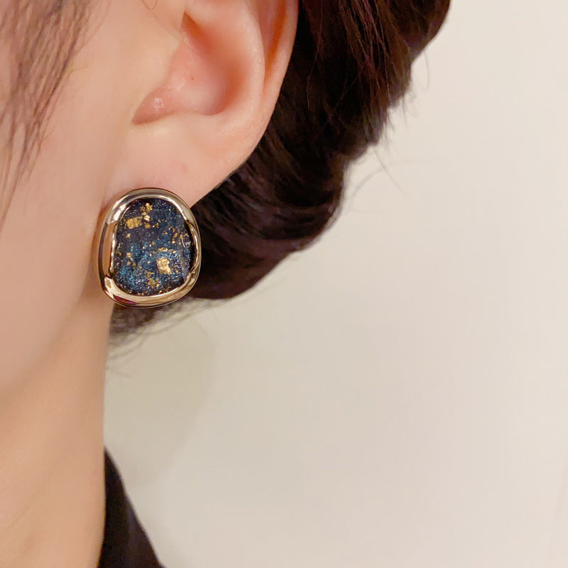 14K Gold-Plated Geometric Square Earrings - Vintage Minimalist Style