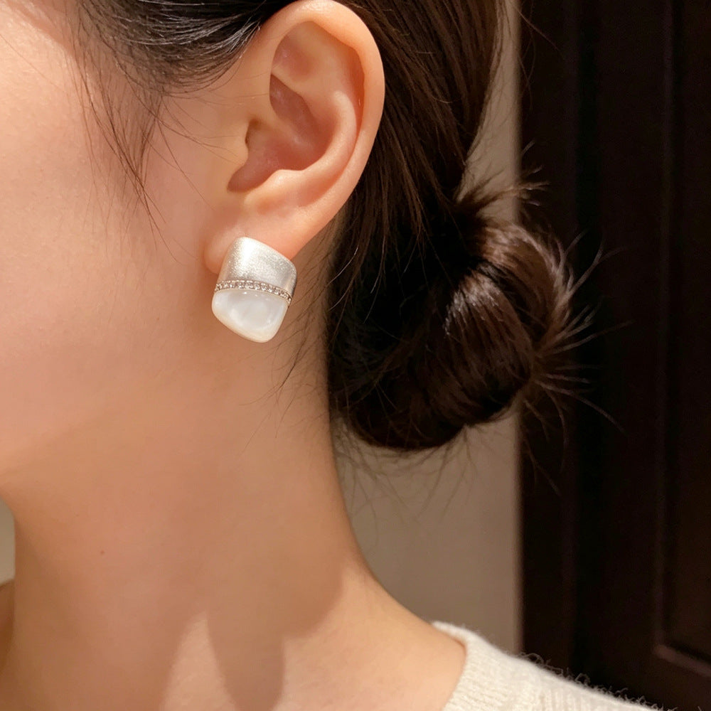 Eaioncol Brushed Rhombus Resin Studs 14K Gold & Silver Plated