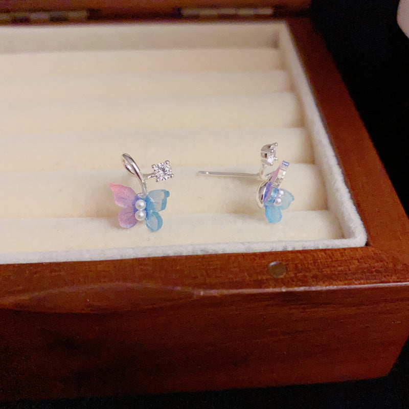 14K Gold Plated Chic Multicolor Butterfly Stud Earrings – Cute Jewelry