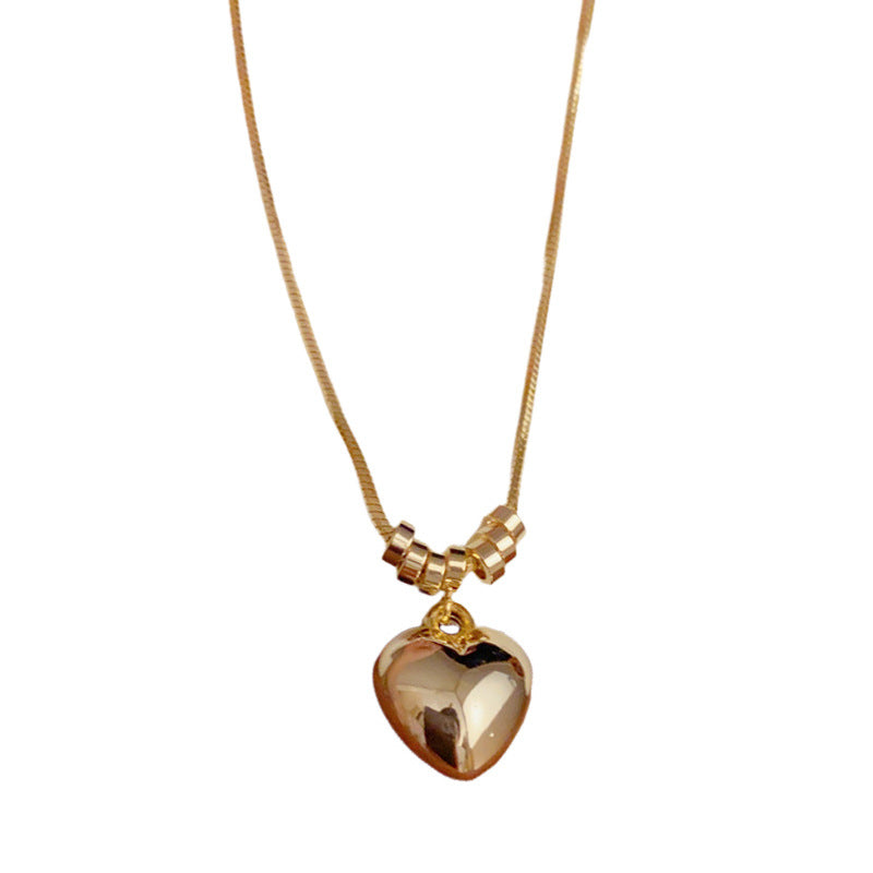 14K Gold-Plated Minimalist Metal Heart Necklace– Copper Clavicle Chain