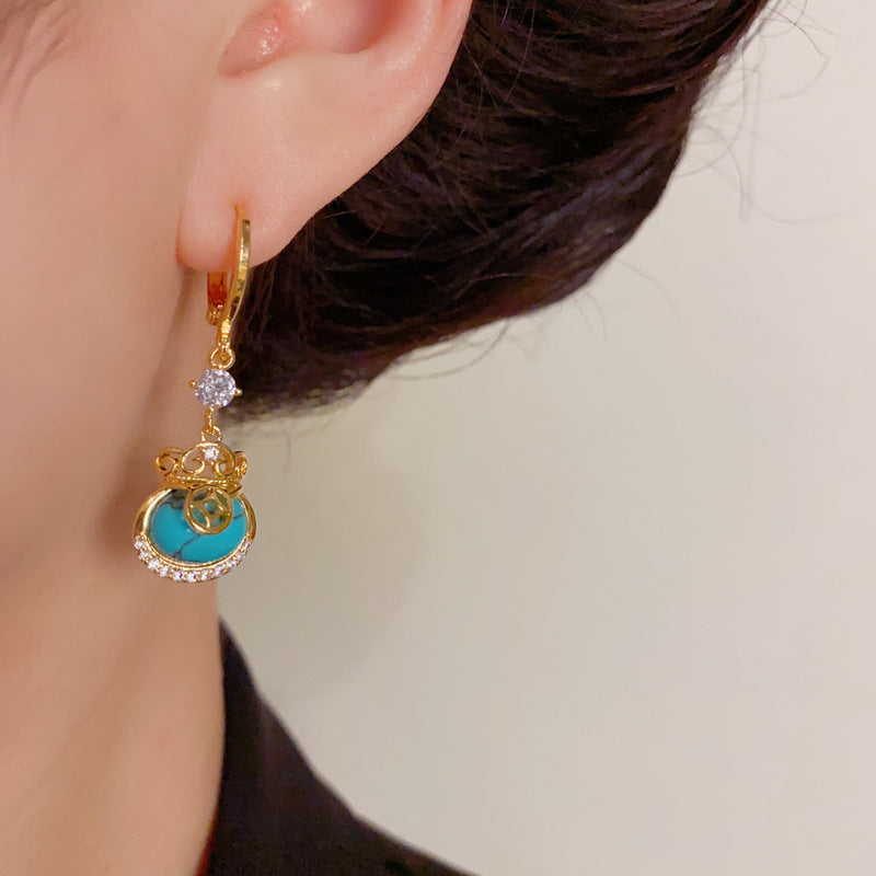 Elegant Zircon Money Bag Tassel Ear Cuff Earrings – Geometric Design