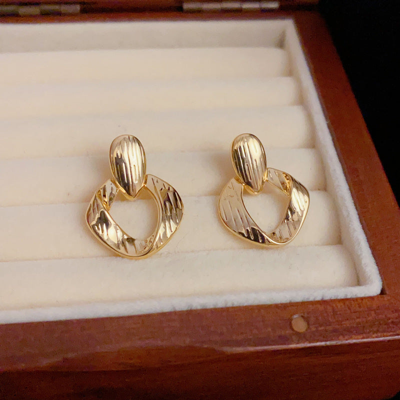 14K Gold-Plated Geometric Irregular Hoop Earrings -Vintage Chic Design