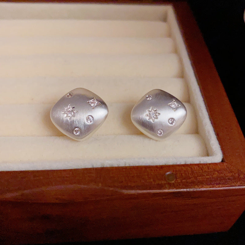 14K Gold-Plated Diamond-Studded Rhombus Earrings - Elegant Chic Design