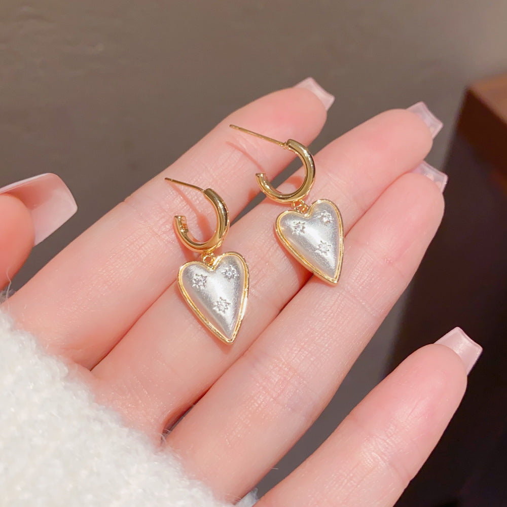 Eaioncol Two-Tone Heart Drop Earrings 14K Gold & Silver Plated