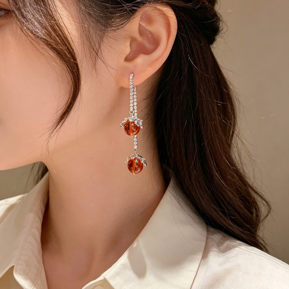 Eaioncol Two-Way Pearl Geometric Tassel Earrings Gold Silver