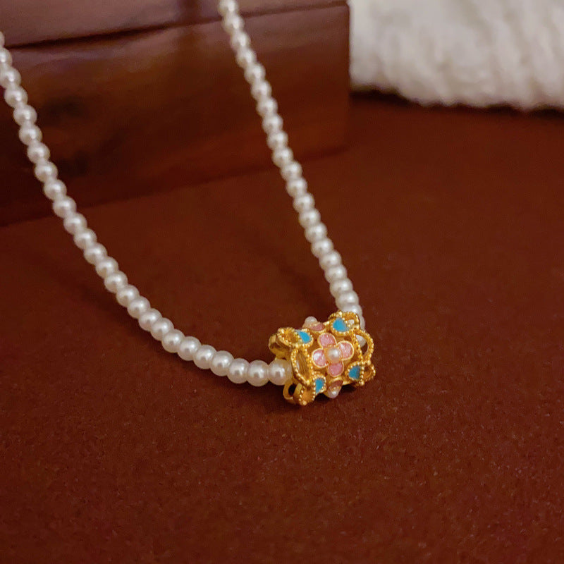 14K Gold Kaleidoscope Pearl Necklace & Earrings Set – Elegant Design