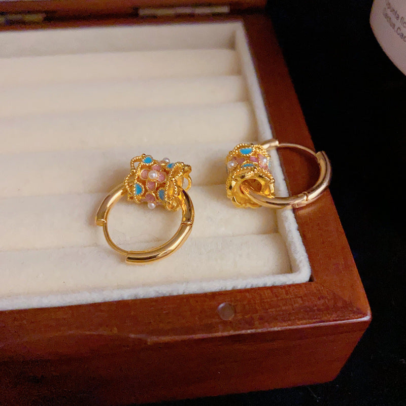 14K Gold Kaleidoscope Pearl Necklace & Earrings Set – Elegant Design