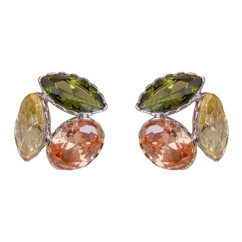 14K Gold-Plated Tricolor Geometric Earrings – Minimalist Retro Design