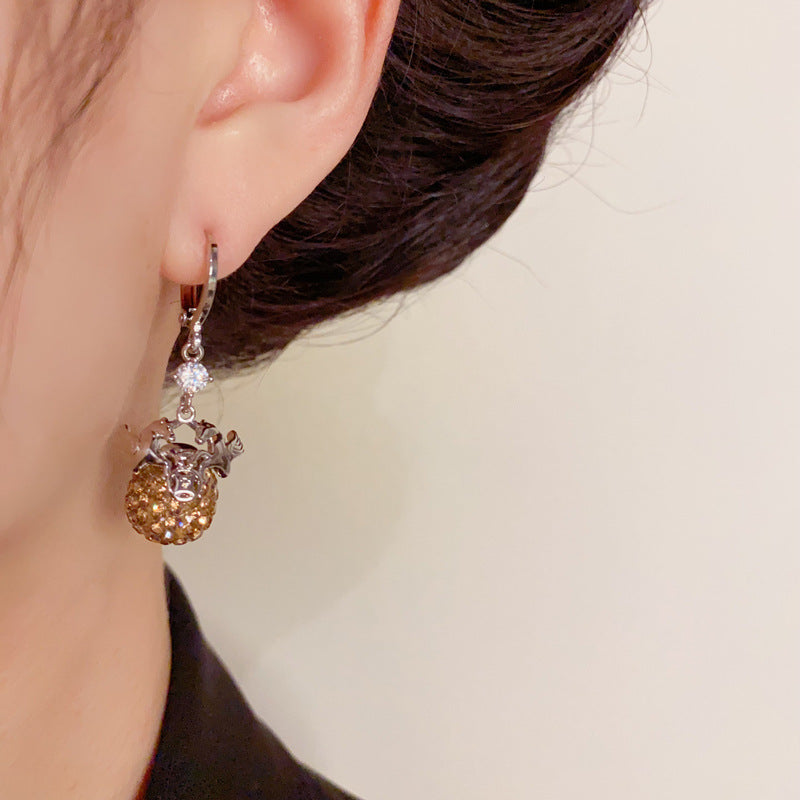 Elegant Horse Red Zircon Ball Tassel Earrings – Zodiac Design
