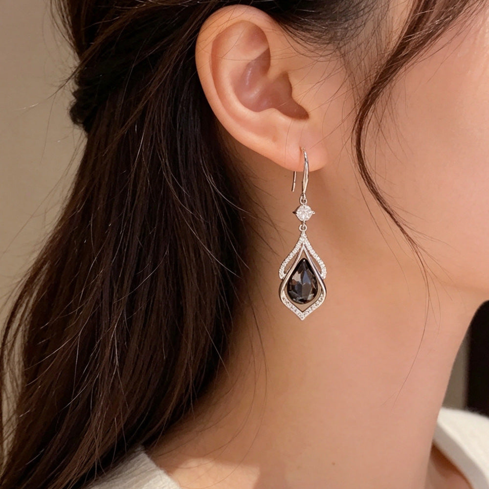 Eaioncol Openwork Teardrop CZ Tassel Ear Hooks 14K Gold Plated