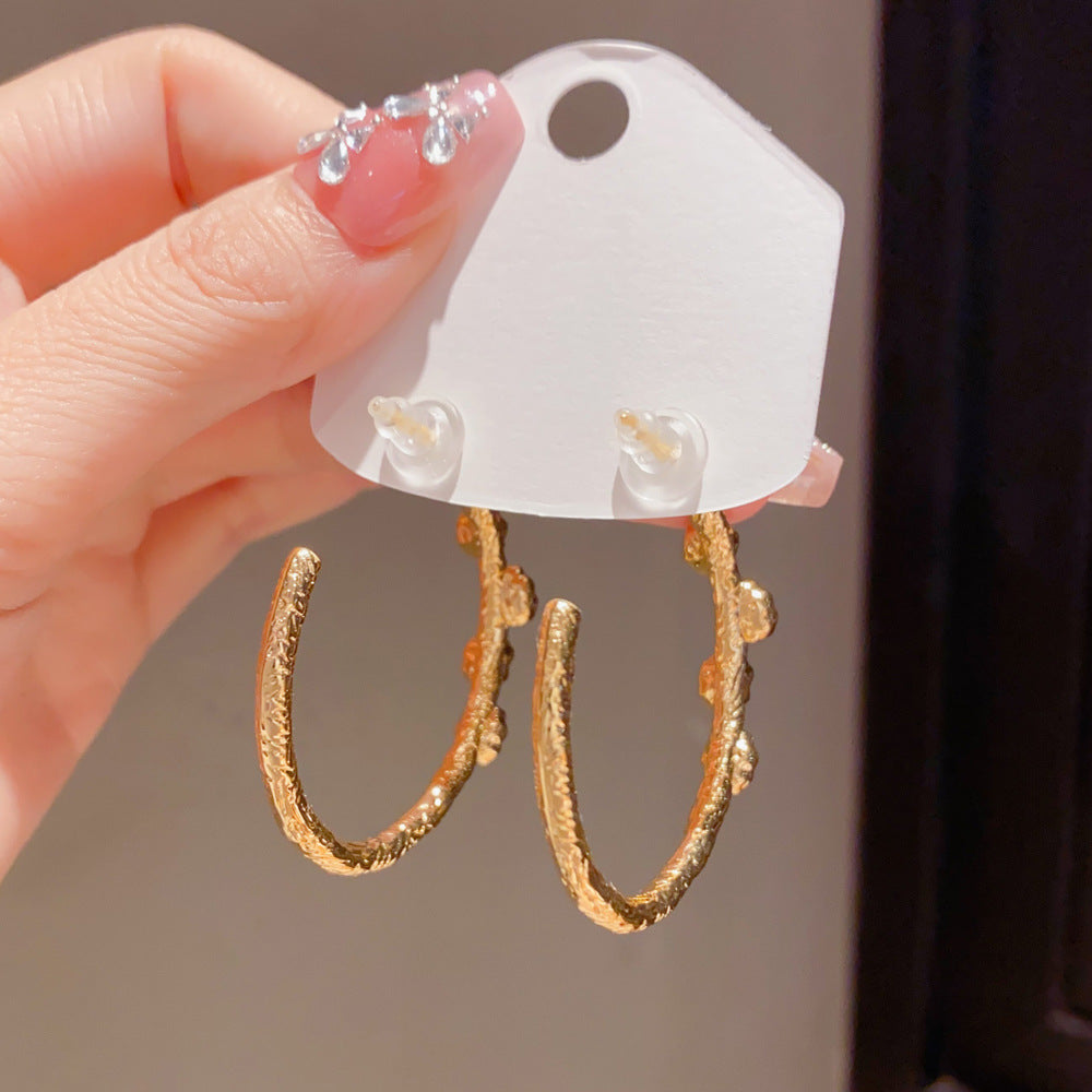 Eaioncol Irregular Pearl Hoop Earrings 18K Gold Plated