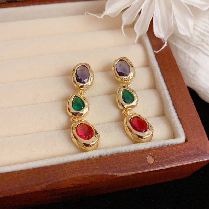 Elegant Irregular Colorful Tassel Earrings – Geometric Design