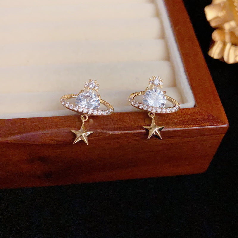 Luxury Zircon Star Stud Earrings – Elegant Design