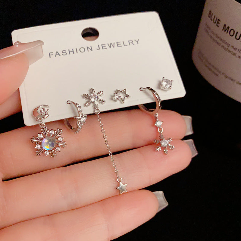 14K Gold-Plated Star-Moon Snowflake 3Piece Earring Set -Chic & Elegant
