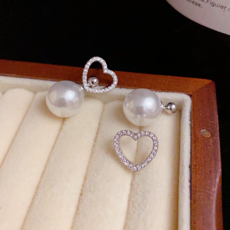 14K Gold-Plated Multi-Way Heart Pearl Earrings – Versatile & Chic