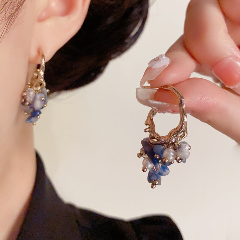 Luxury Geometric Grape Beaded Tassel Earrings – Elegant Design