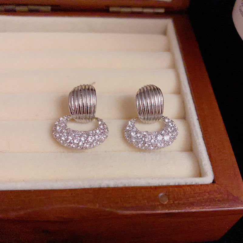 14K Gold-Plated Zircon Circle Hoop Earrings -Elegant Minimalist Design