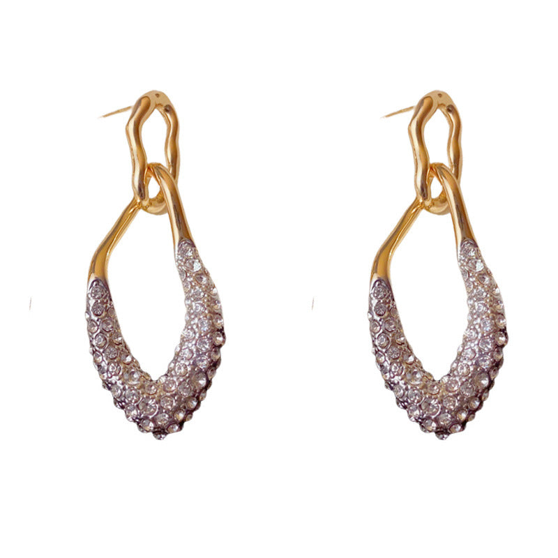 Luxury Zircon Geometric Tassel Drop Earrings – Gold Plated Design