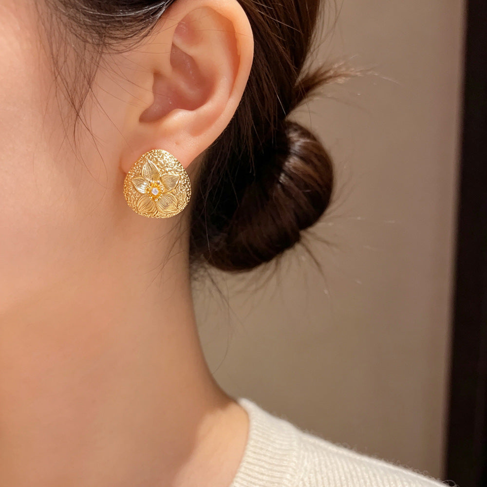 Eaioncol Floral Teardrop Earrings 18K Gold Plated