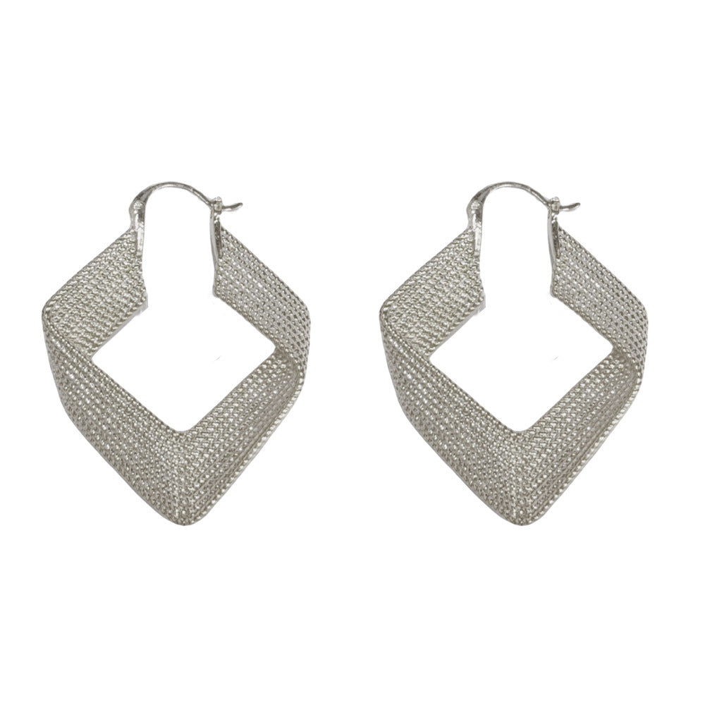 Eaioncol Diamond Metal Hoop Earrings Gold Silver