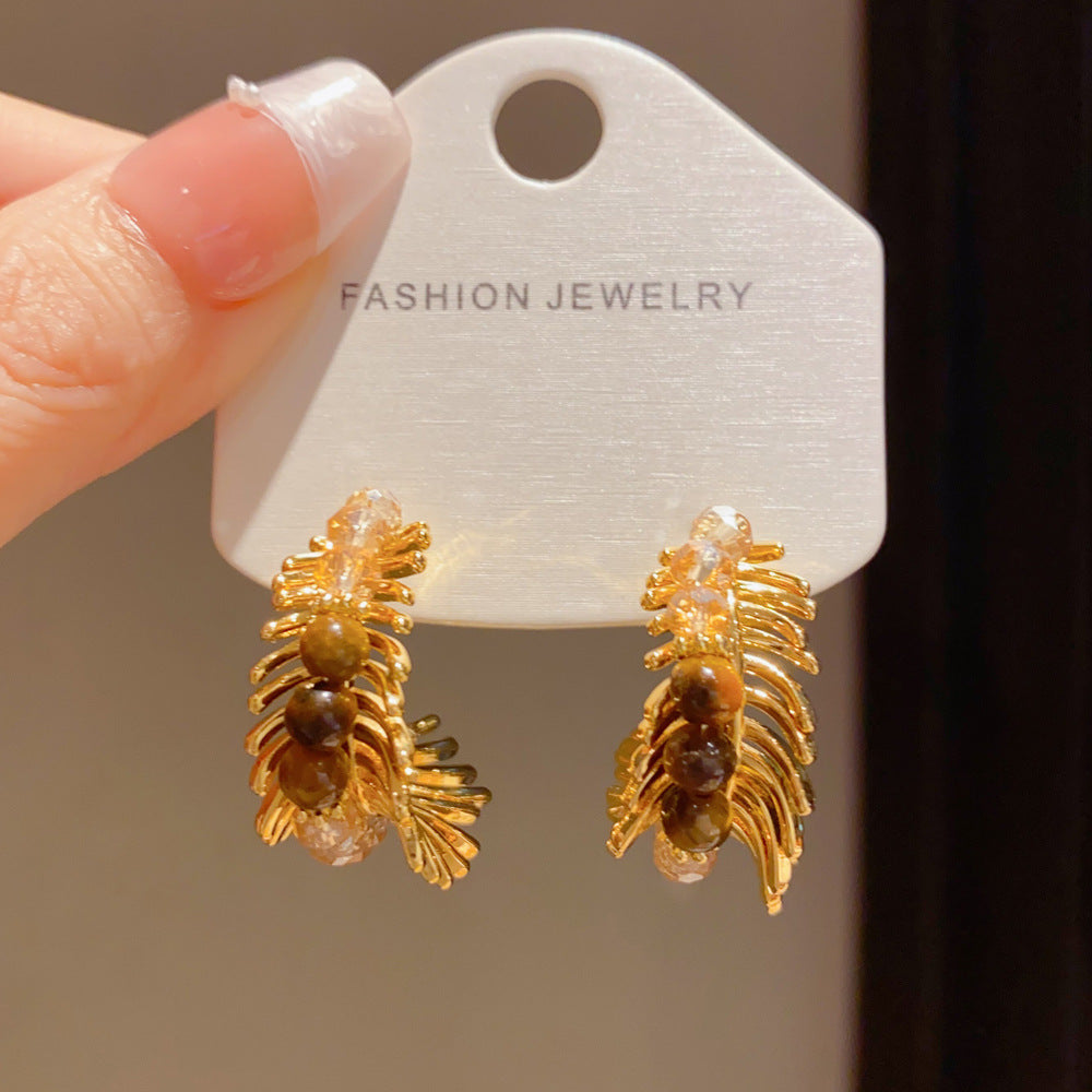 Eaioncol Leaf Hoop Earrings 18K Gold