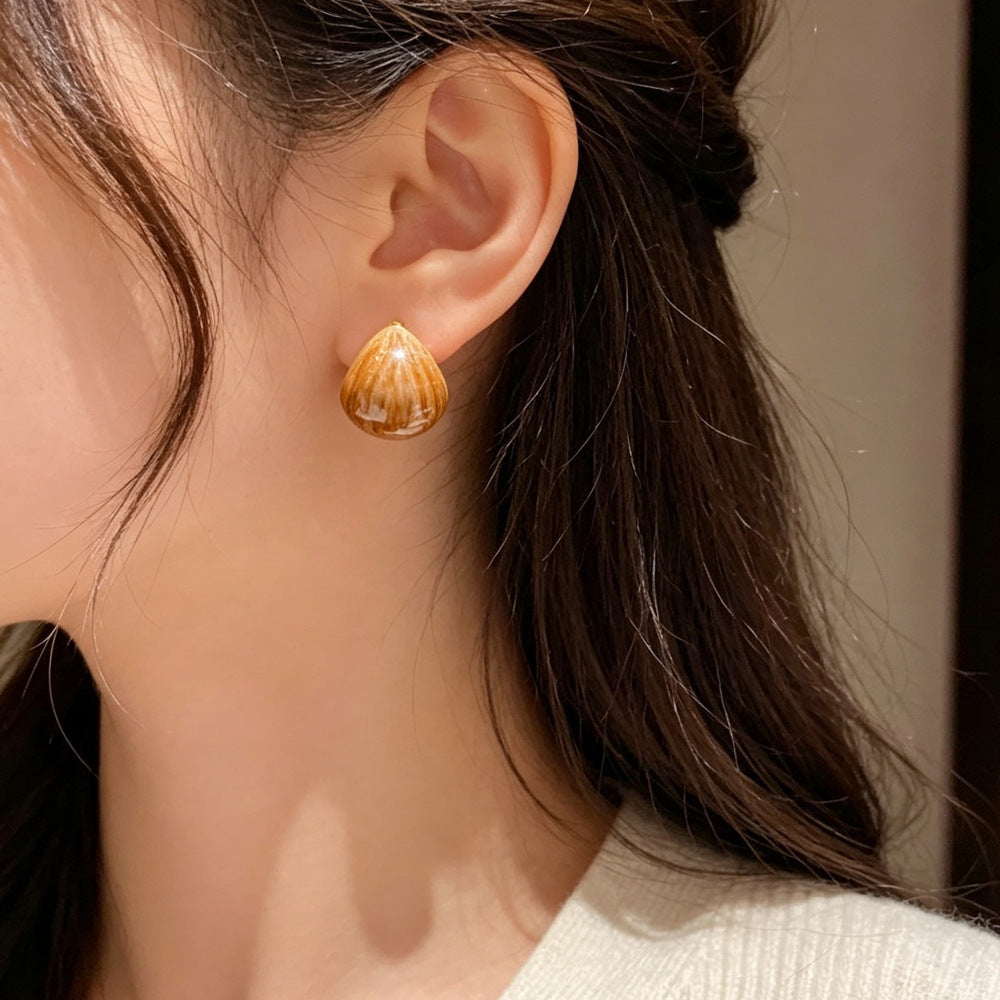 Eaioncol Mixed Color Enamel Teardrop Studs 14K Gold Plated