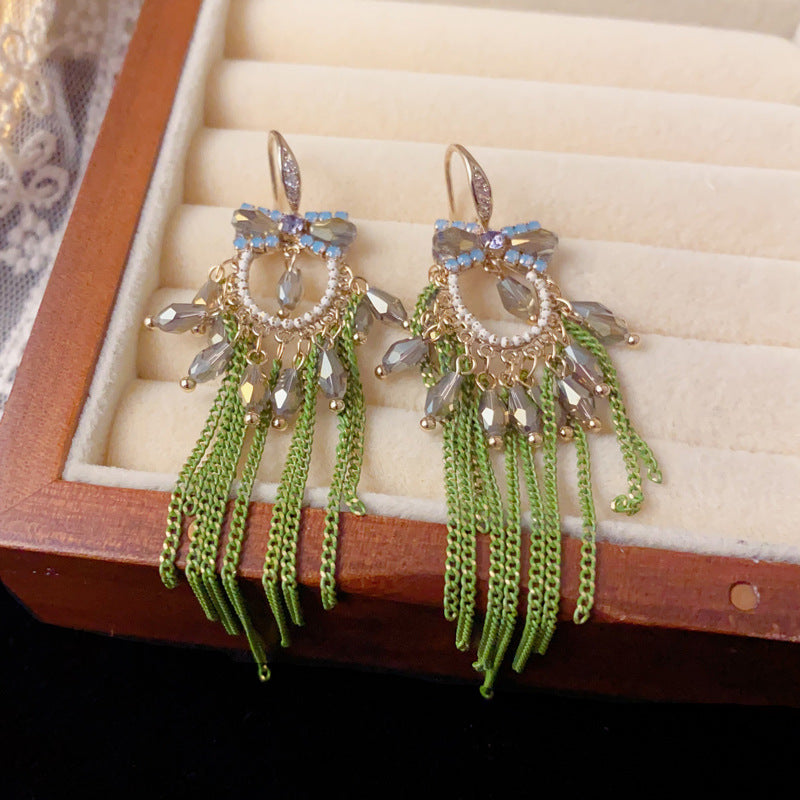 Luxury Handcrafted Bow Teardrop Tassel Drop Earrings – French Design