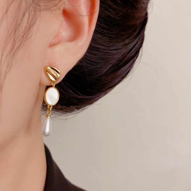 Luxury Shell Oval Teardrop Pearl Tassel Drop Earrings –elegant Design