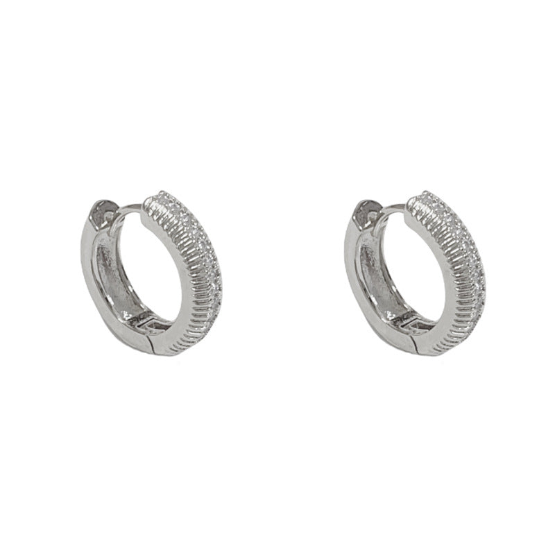 14K Gold Small Zircon Hoop Earrings – Minimalist Luxury Design