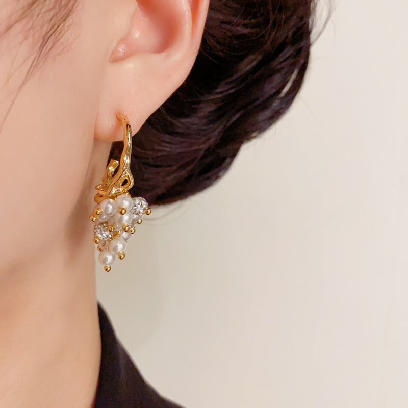 Luxury Geometric Grape Beaded Tassel Earrings – Elegant Design