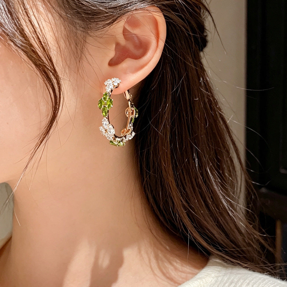 Eaioncol Light Coffee Gold Full CZ Circle Hoop Earrings